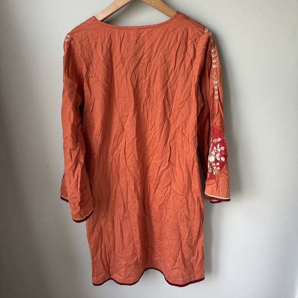 Ethnic by Outfitters and is size M Women's Orange Top Embroidered Long Sleeve - Picture 6 of 11